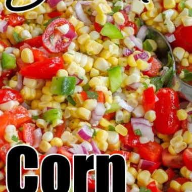 Delicious summer corn salad with fresh ingredients in a colorful bowl.