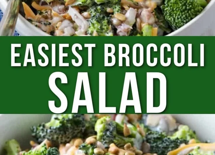 Delicious Broccoli Salad with Bacon and Cheddar served in a bowl