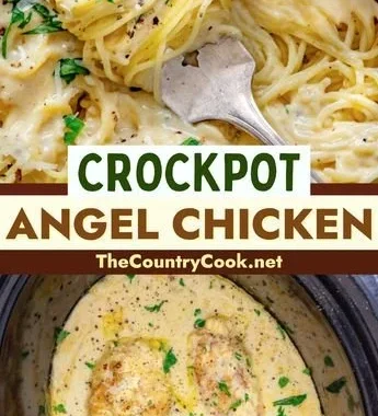 Delicious Crock Pot Angel Chicken served on a plate with herbs and sides
