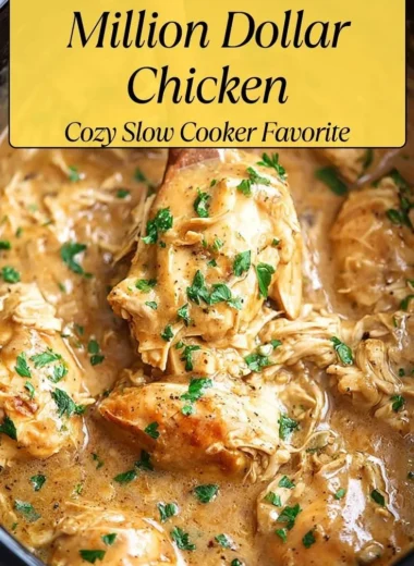 Crockpot Million Dollar Chicken dish served with herbs and spices.