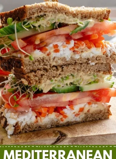 Delicious Mediterranean vegetable sandwich with fresh ingredients