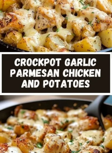 Garlic Parmesan Chicken and Potatoes Skillet in a cast-iron pan