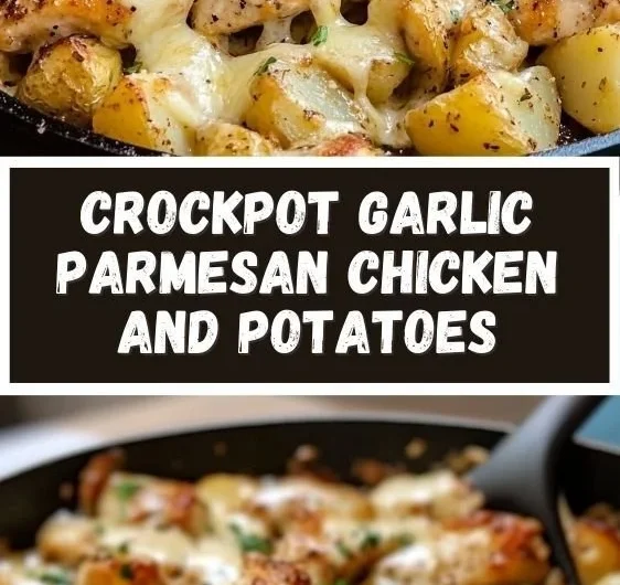 Garlic Parmesan Chicken and Potatoes Skillet in a cast-iron pan