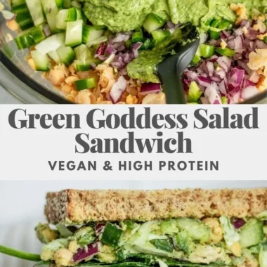Green Goddess Salad Sandwich featuring fresh greens and creamy dressing