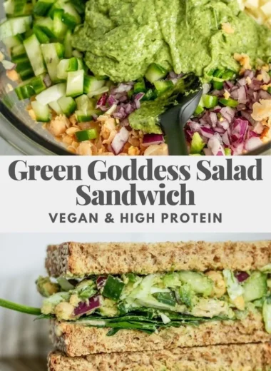 Green Goddess Salad Sandwich featuring fresh greens and creamy dressing
