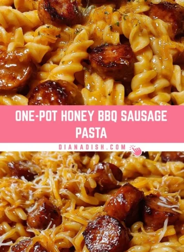 One-Pot Bold Honey BBQ Sausage Pasta dish served in a bowl
