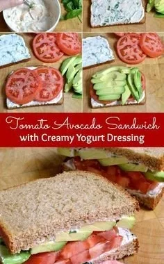 Freshly made Tomato Avocado Sandwich with vibrant ingredients