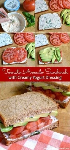 Freshly made Tomato Avocado Sandwich with vibrant ingredients