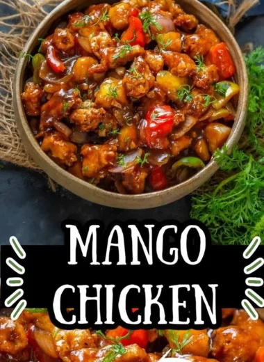 Asian Mango Chicken dish with vibrant colors and fresh ingredients