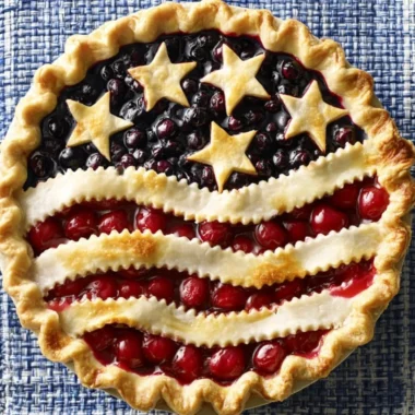 Freshly baked Cherry Blueberry Pie with a golden crust and vibrant filling.