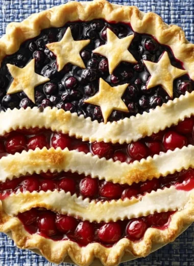 Freshly baked Cherry Blueberry Pie with a golden crust and vibrant filling.