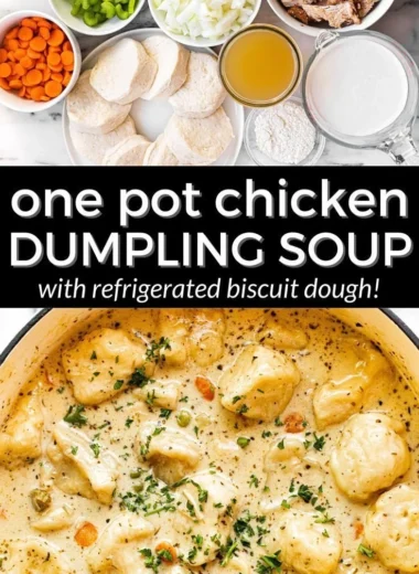 Bowl of delicious Chicken Dumpling Soup with fresh herbs and dumplings