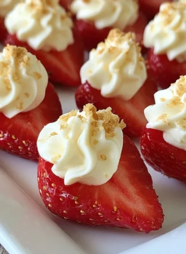 Deliciously stuffed deviled strawberries appetizer with cream filling