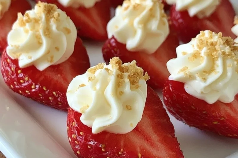 Deliciously stuffed deviled strawberries appetizer with cream filling