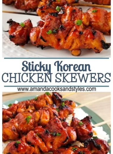 Korean Chicken Skewers marinated and grilled to perfection