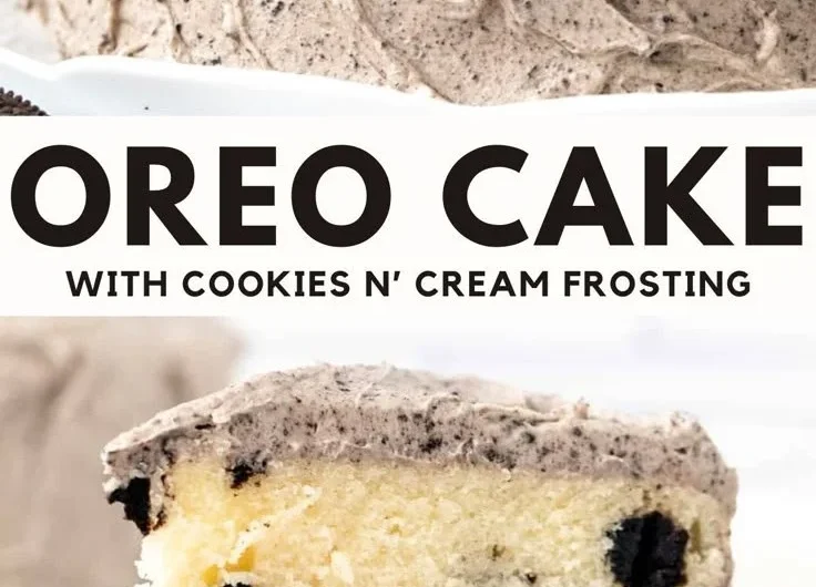 Delicious homemade Oreo Cake with chocolate frosting and crushed Oreos