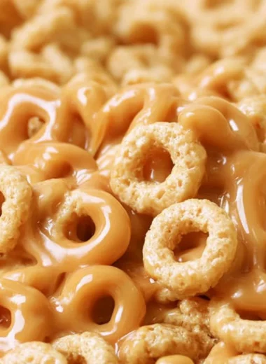 Peanut Butter Cereal Bites snack in a bowl, tasty and crunchy.