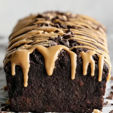 Delicious peanut butter chocolate banana bread topped with chocolate chips