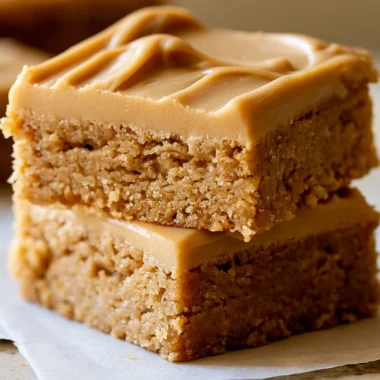 Peanut Butter Lunch Lady Bars with a rich, creamy texture and nutty flavor.