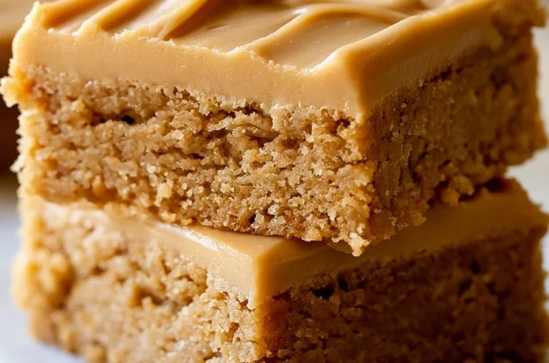 Peanut Butter Lunch Lady Bars with a rich, creamy texture and nutty flavor.