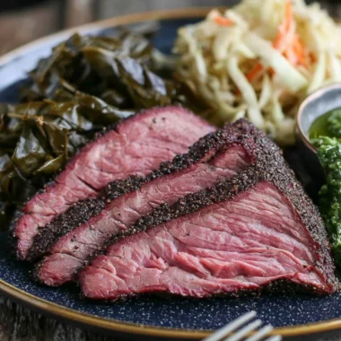 Delicious smoked tri tip on a grill, showcasing juicy texture and rich flavor.