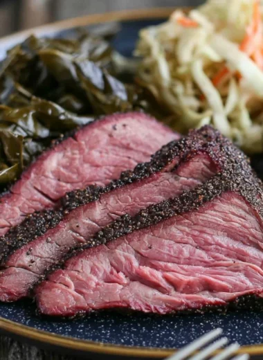 Delicious smoked tri tip on a grill, showcasing juicy texture and rich flavor.