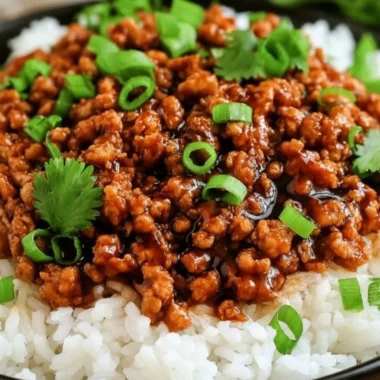 Honey garlic turkey dish garnished with green onions served on a plate