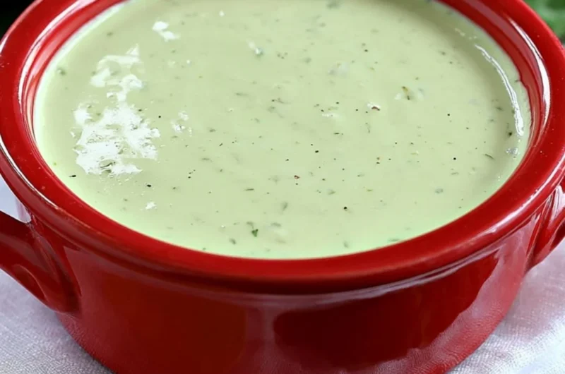 Cozy creamy jalapeño dip in a bowl garnished with herbs.