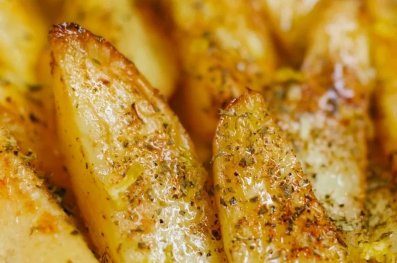 Cozy Greek lemon potatoes seasoned with herbs and lemon