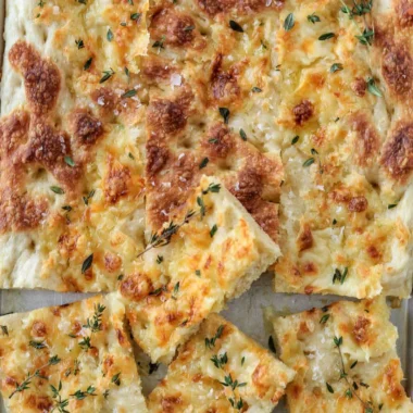Cozy Gruyère and Thyme Italian Focaccia fresh out of the oven