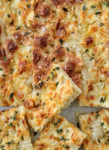 Cozy Gruyère and Thyme Italian Focaccia fresh out of the oven