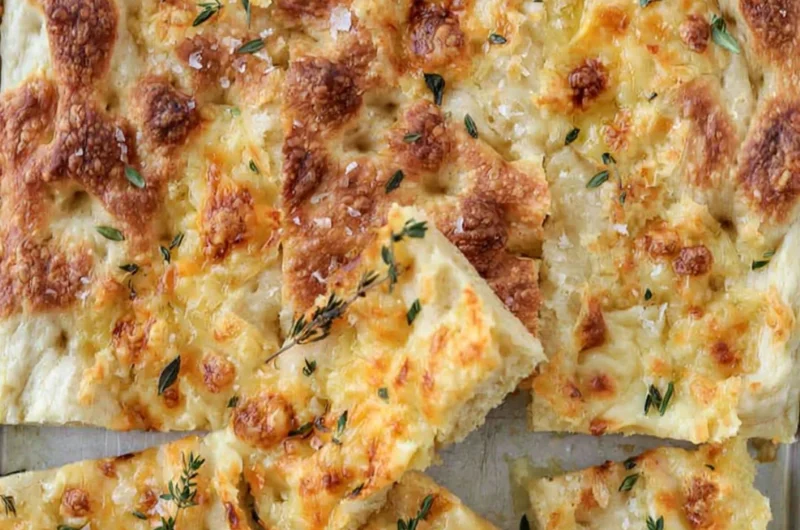 Cozy Gruyère and Thyme Italian Focaccia fresh out of the oven