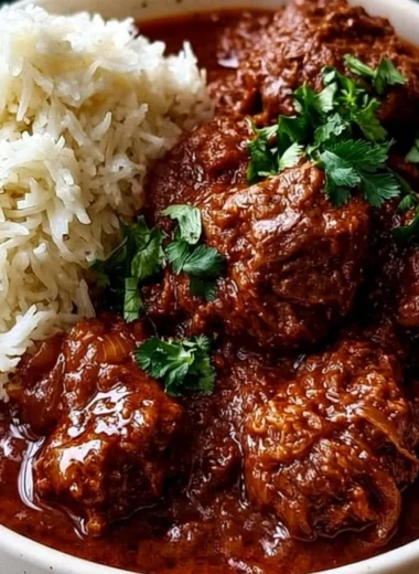Cozy Lamb Madras Curry with rich spices and tender meat served in a bowl.