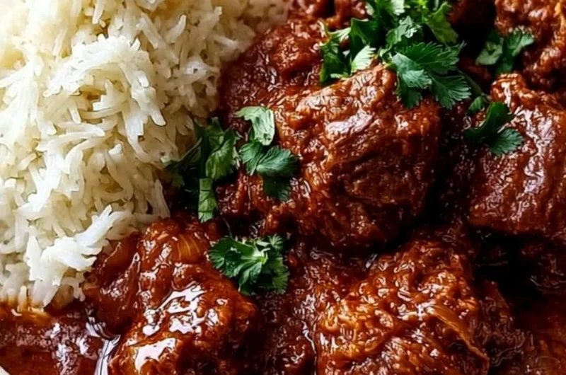 Cozy Lamb Madras Curry with rich spices and tender meat served in a bowl.