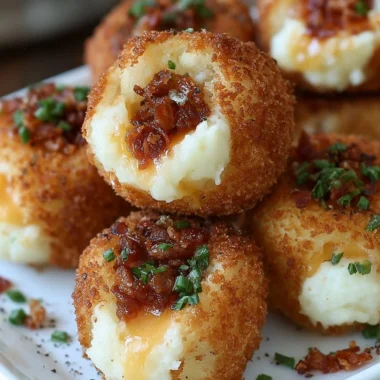 Delicious and crispy loaded mashed potato bites served on a plate