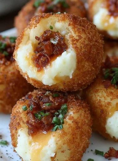 Delicious and crispy loaded mashed potato bites served on a plate