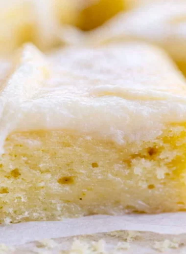 Cozy White Texas Sheet Cake decorated and ready to serve