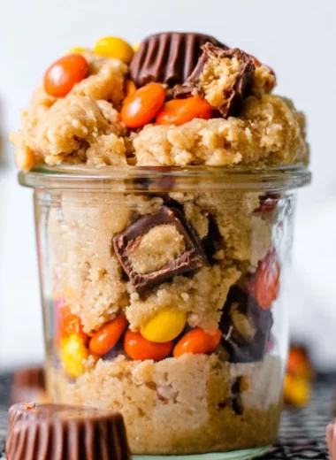 Delicious edible peanut butter cookie dough in a bowl