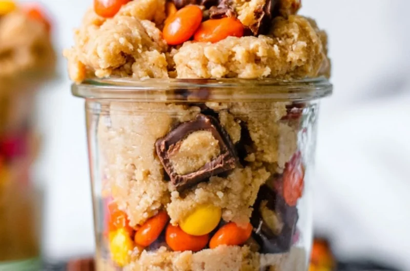Delicious edible peanut butter cookie dough in a bowl