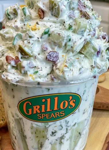 Delicious Grillo's Pickle Dip served with a variety of snacks