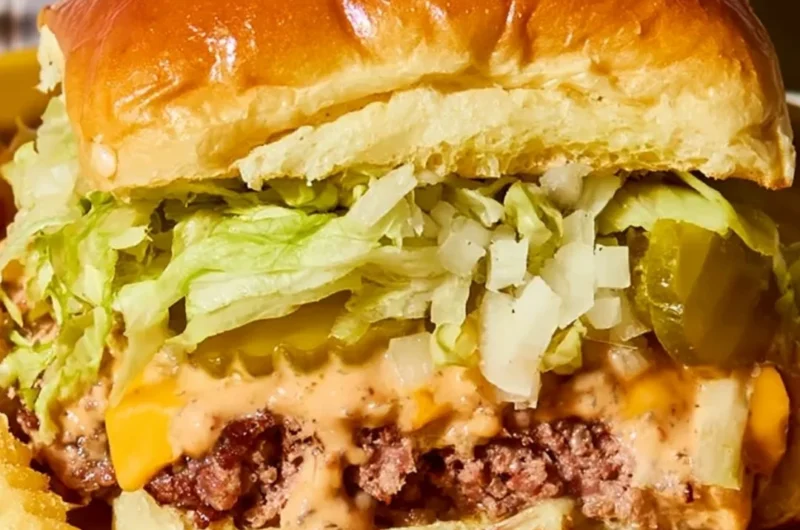 Delicious Cozy Big Mac Sliders served on a platter for a nostalgic treat